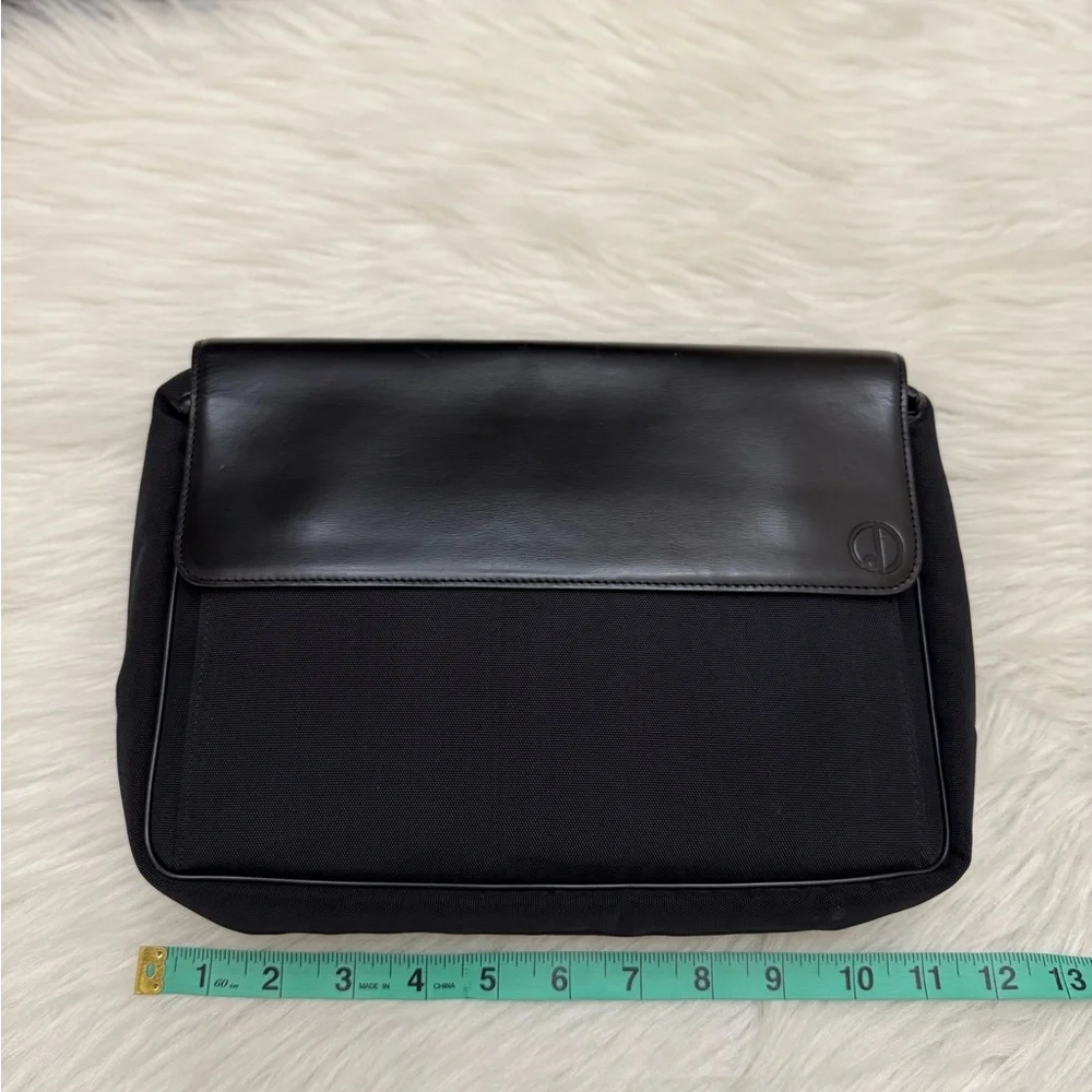 DUNHILL - BLACK LEATHER NYLON POCHETTE POUR HOMME TRAVEL BAG POUCH CLUTCH